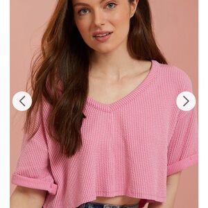 Altar'd State Pink Ribbed Top